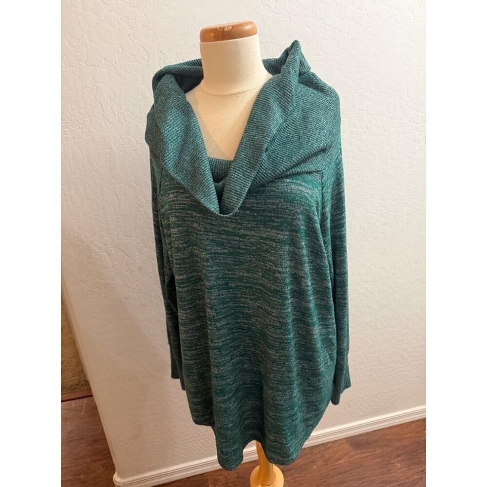 a.n.a. Cowl Neck Knit Tunic Top, Green – Size XL